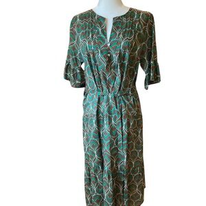 Italian Green and Brown Cotton Dress